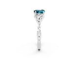 White gold Heart Cut Blue Topaz Solitaire Engagement Ring with Celtic Knot Band and Four-Prong Setting_2