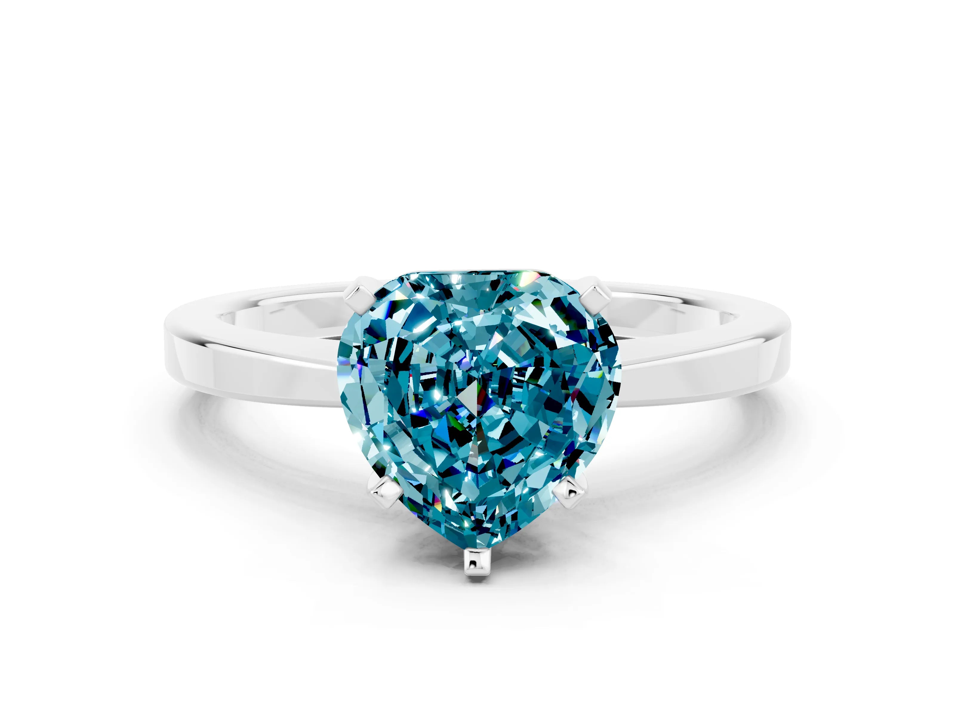 White gold Heart Cut Blue Topaz Solitaire Engagement Ring with Classic Band and Four-Prong Setting_36