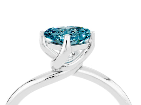 White gold Heart Cut Blue Topaz Solitaire Engagement Ring with Four-Prong Setting and Classic Band_16