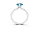 White gold Heart Cut Blue Topaz Solitaire Engagement Ring with Pavé Band and Four-Prong Setting_3