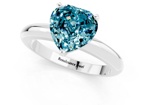 White gold Heart Cut Blue Topaz Solitaire Engagement Ring with Round Band and Four-Prong Setting_1