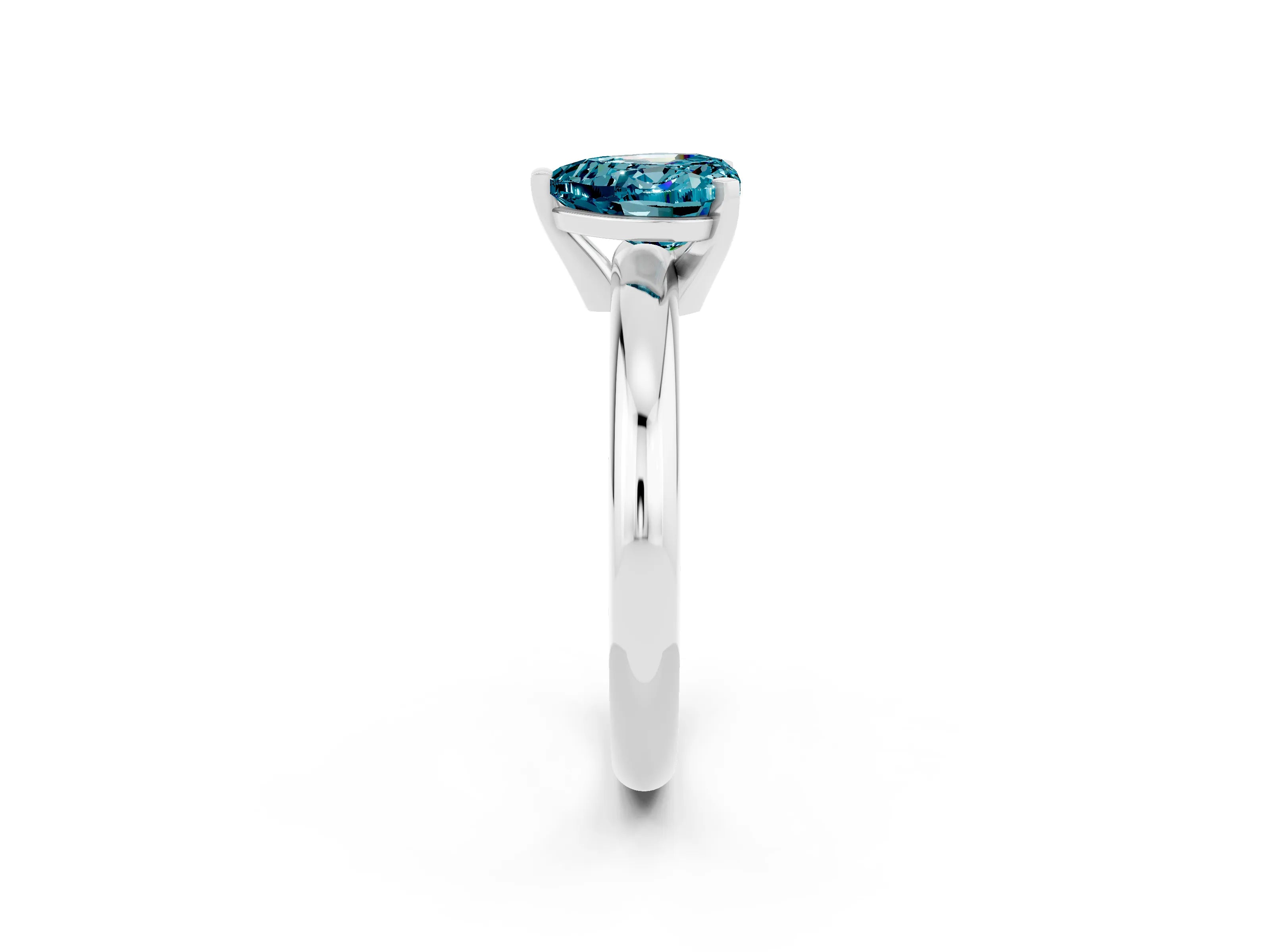 White gold Heart Cut Blue Topaz Solitaire Engagement Ring with Round Band and Four-Prong Setting_2