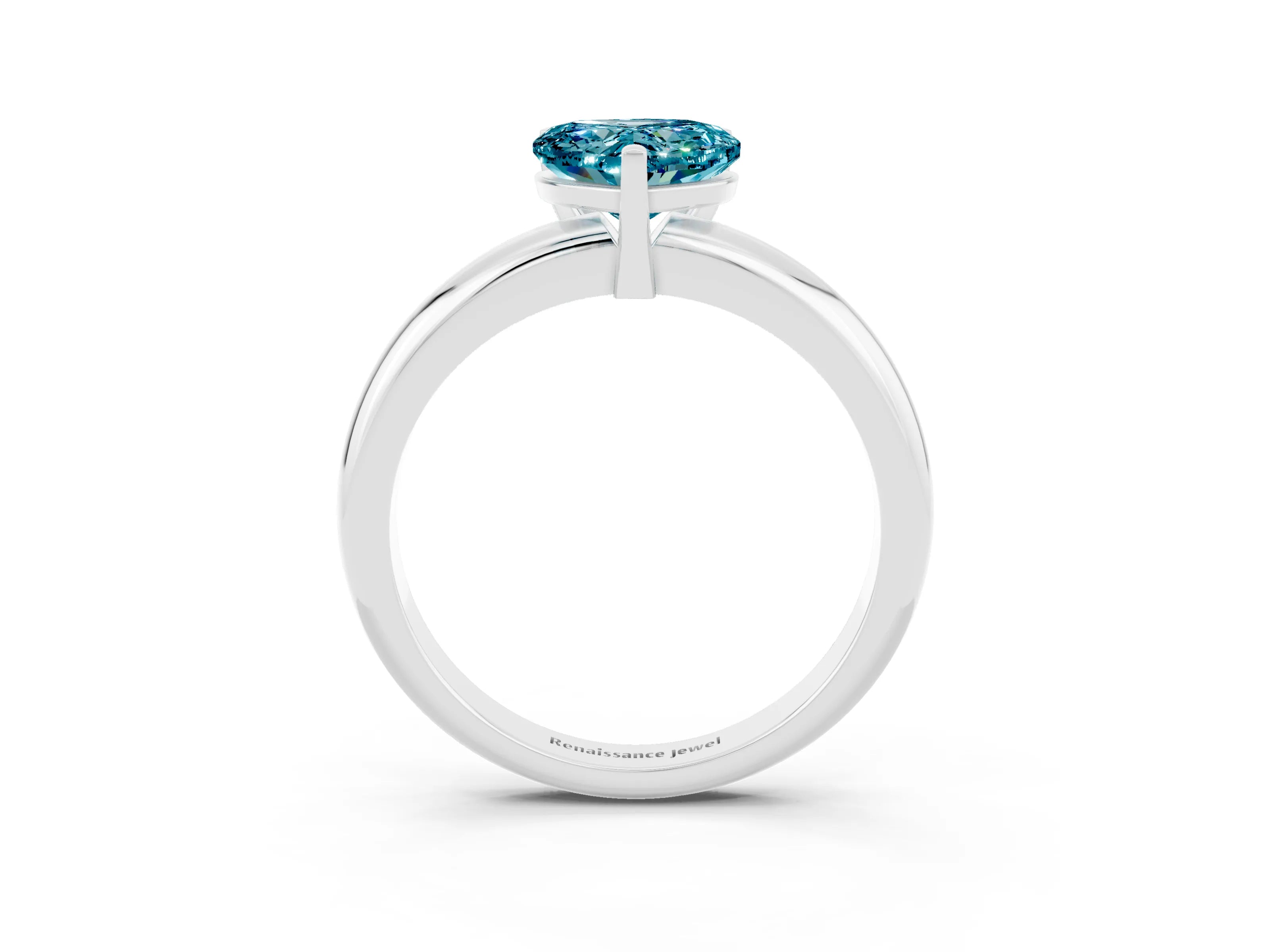 White gold Heart Cut Blue Topaz Solitaire Engagement Ring with Round Band and Four-Prong Setting_3