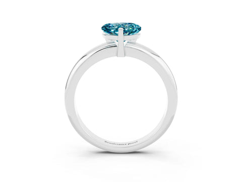 White gold Heart Cut Blue Topaz Solitaire Engagement Ring with Round Band and Four-Prong Setting_3