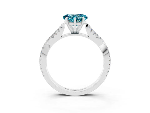 White gold Heart Cut Blue Topaz Solitaire Engagement Ring with Twisted Pavé Band and Four-Prong Setting_15