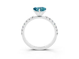 White gold Heart Cut Blue Topaz Solitaire Pavé Band with Four-Prong Setting_3