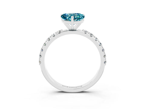White gold Heart Cut Blue Topaz Solitaire Pavé Band with Four-Prong Setting_3