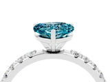 White gold Heart Cut Blue Topaz Solitaire Pavé Band with Four-Prong Setting_4