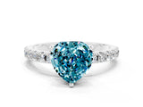 White gold Heart Cut Blue Topaz Solitaire Pavé Band with Four-Prong Setting