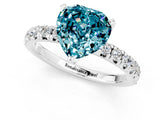 White gold Heart Cut Blue Topaz Solitaire Pavé Engagement Ring with Round Band and Prong Setting_13