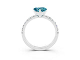 White gold Heart Cut Blue Topaz Solitaire Pavé Engagement Ring with Round Band and Prong Setting_15