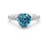 White gold Heart Cut Blue Topaz Solitaire Pavé Engagement Ring with Round Band and Prong Setting_72