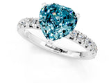 White gold Heart Cut Blue Topaz Solitaire Pavé Engagement Ring with Round Band and Prong Setting_73