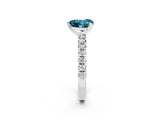 White gold Heart Cut Blue Topaz Solitaire Pavé Engagement Ring with Round Band and Prong Setting_74