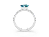 White gold Heart Cut Blue Topaz Solitaire Pavé Engagement Ring with Round Band and Prong Setting_75
