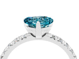 White gold Heart Cut Blue Topaz Solitaire Pavé Engagement Ring with Round Band and Prong Setting_76