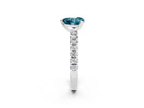 White gold Heart Cut Blue Topaz Solitaire Pavé Engagement Ring with Round Band and Prong Setting_86