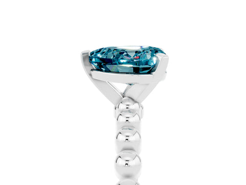 White gold Heart Cut Blue Topaz Solitaire Ring with Beaded Band and Prong Setting_17