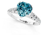 White gold Heart Cut Blue Topaz Solitaire Ring with Cathedral Setting and Pavé Band_1