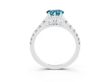 White gold Heart Cut Blue Topaz Solitaire Ring with Cathedral Setting and Pavé Band_3