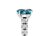 White gold Heart Cut Blue Topaz Solitaire Ring with Cathedral Setting and Pavé Band_5
