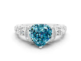 White gold Heart Cut Blue Topaz Solitaire Ring with Filigree Band and Four-Prong Setting_24