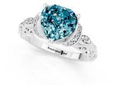 White gold Heart Cut Blue Topaz Solitaire Ring with Filigree Band and Four-Prong Setting_25