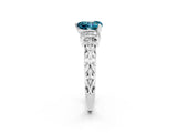 White gold Heart Cut Blue Topaz Solitaire Ring with Filigree Band and Four-Prong Setting_26