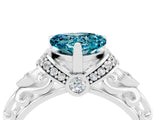 White gold Heart Cut Blue Topaz Solitaire Ring with Filigree Band and Four-Prong Setting_28