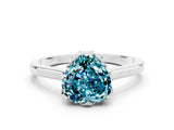 White gold Heart Cut Blue Topaz Solitaire Ring with Flower Prong Setting and Classic Band_17