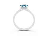 White gold Heart Cut Blue Topaz Solitaire Ring with Flower Prong Setting and Classic Band_19