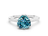 White gold Heart Cut Blue Topaz Solitaire Ring with Flower Prong Setting and Classic Band_39