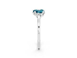 White gold Heart Cut Blue Topaz Solitaire Ring with Flower Prong Setting and Classic Band_41