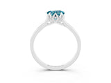White gold Heart Cut Blue Topaz Solitaire Ring with Flower Prong Setting and Classic Band_42