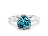 White gold Heart Cut Blue Topaz Solitaire Ring with Flower Prong Setting and Classic Band_56