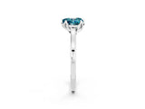White gold Heart Cut Blue Topaz Solitaire Ring with Flower Prong Setting and Classic Band_58