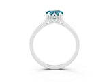 White gold Heart Cut Blue Topaz Solitaire Ring with Flower Prong Setting and Classic Band_59