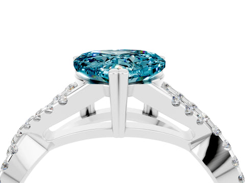 White gold Heart Cut Blue Topaz Solitaire Ring with Four-Prong Setting and Twisted Pavé Band_4