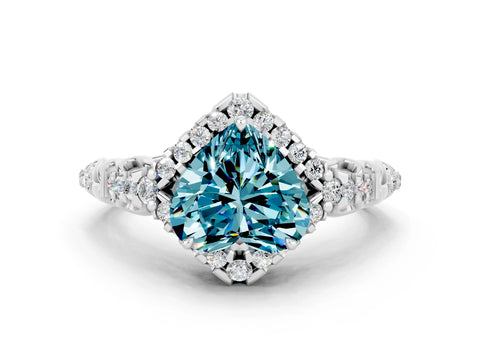 White gold Heart Cut Blue Topaz Solitaire Ring with Hidden Halo and Pavé Band_12