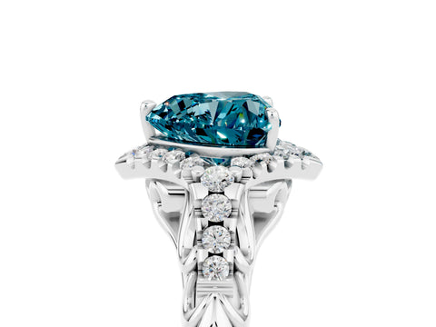 White gold Heart Cut Blue Topaz Solitaire Ring with Hidden Halo and Pavé Band_17