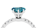 White gold Heart Cut Blue Topaz Solitaire Ring with Pavé Accents and Four-Prong Setting_4