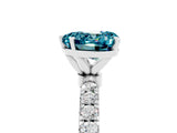 White gold Heart Cut Blue Topaz Solitaire Ring with Pavé Accents and Four-Prong Setting_5