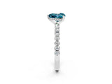 White gold Heart Cut Blue Topaz Solitaire Ring with Pavé Band and Four-Prong Setting_38