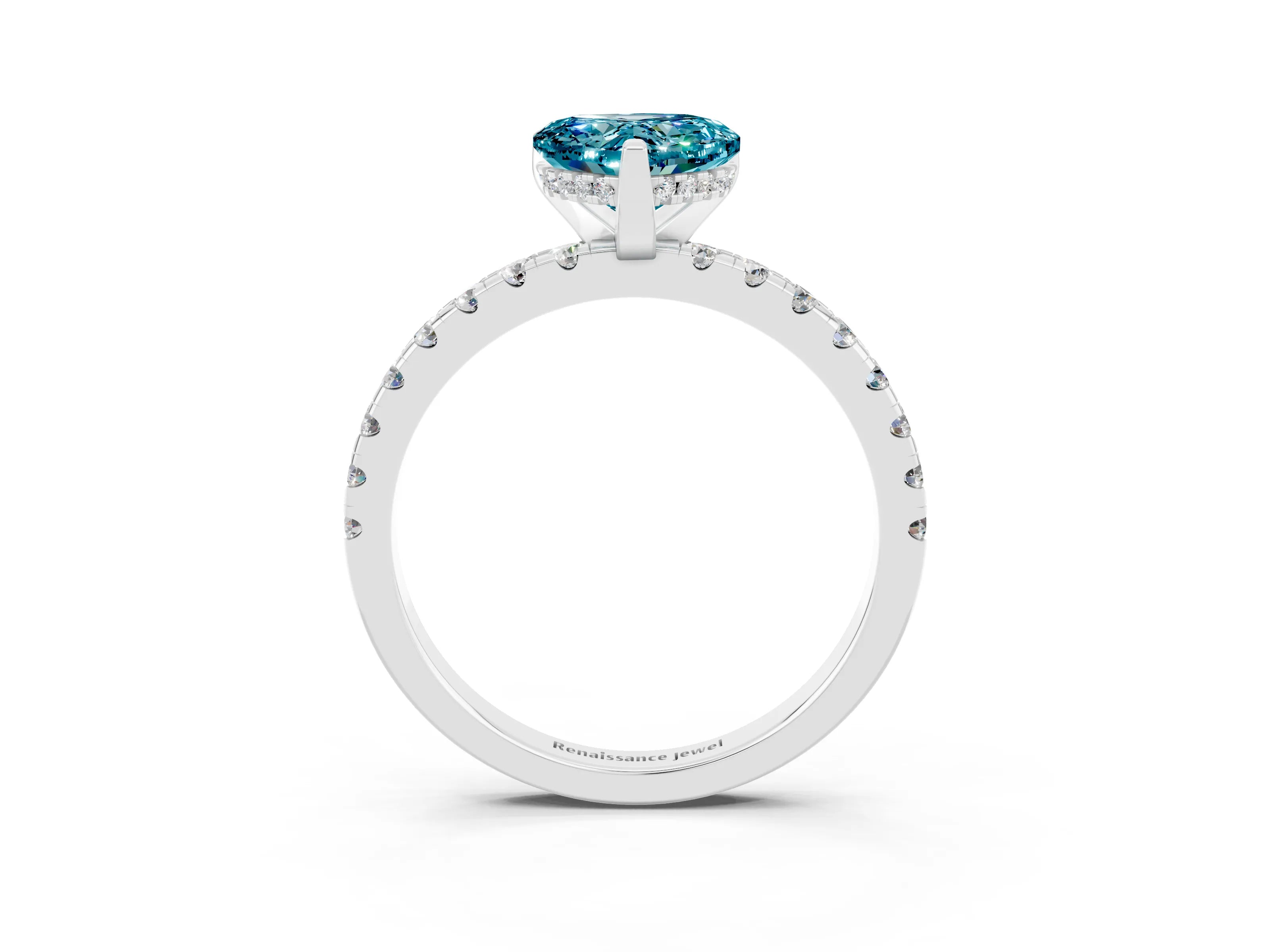 White gold Heart Cut Blue Topaz Solitaire Ring with Pavé Band and Four-Prong Setting_39