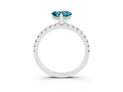 White gold Heart Cut Blue Topaz Solitaire Ring with Pavé Band and Four-Prong Setting_39
