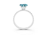 White gold Heart Cut Blue Topaz Solitaire Ring with Pave Band and Four Prong Setting_39