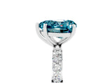 White gold Heart Cut Blue Topaz Solitaire Ring with Pave Band and Four Prong Setting_41