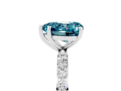 White gold Heart Cut Blue Topaz Solitaire Ring with Pave Band and Four Prong Setting_41