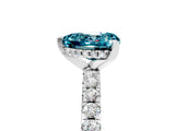 White gold Heart Cut Blue Topaz Solitaire Ring with Round  Pavé Band and Four-Prong Setting_53