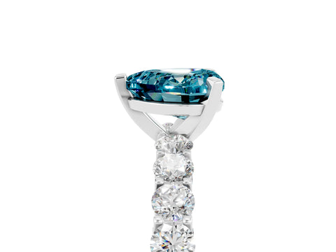 White gold Heart Cut Blue Topaz Solitaire Ring with Shared Prong Pavé Band and Four-Prong Setting_17